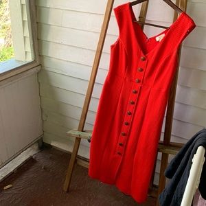 Maeve Anthro stretchy red cocktail dress